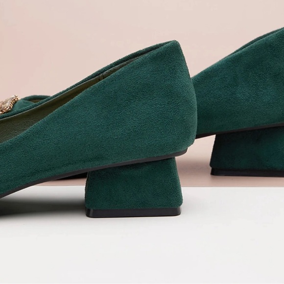 C.Paravano Women’s Alessia Embellished Suede Middle Heel Pumps! - Picture 3 of 12